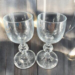Vintage Clear Crystal Glass Cordial Glasses Cups Elegant Glassware Barware Set 2